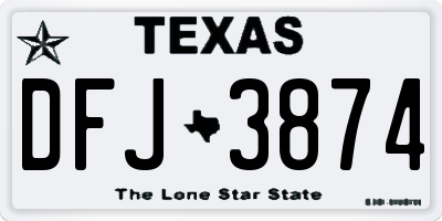 TX license plate DFJ3874