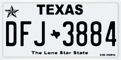TX license plate DFJ3884