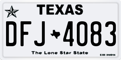 TX license plate DFJ4083