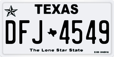 TX license plate DFJ4549