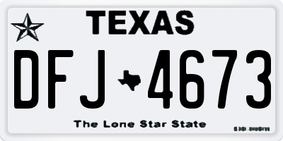 TX license plate DFJ4673
