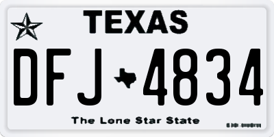 TX license plate DFJ4834