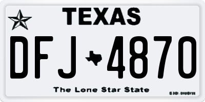 TX license plate DFJ4870
