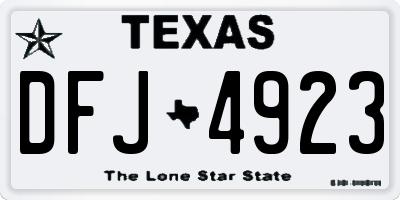 TX license plate DFJ4923