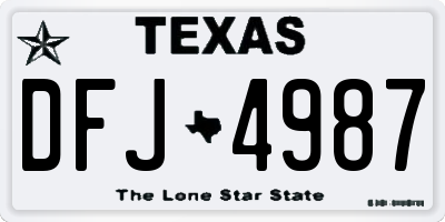 TX license plate DFJ4987