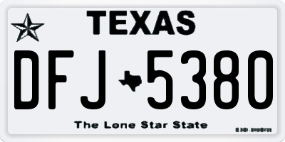 TX license plate DFJ5380