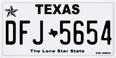 TX license plate DFJ5654
