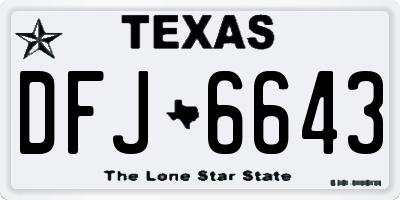 TX license plate DFJ6643