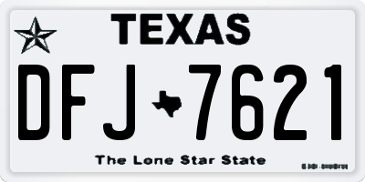 TX license plate DFJ7621