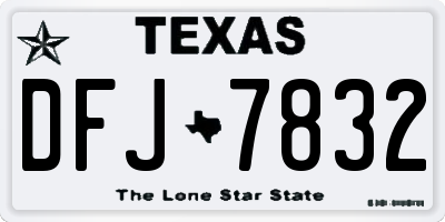 TX license plate DFJ7832