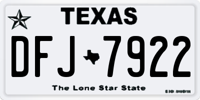 TX license plate DFJ7922