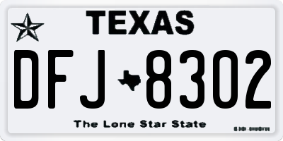 TX license plate DFJ8302