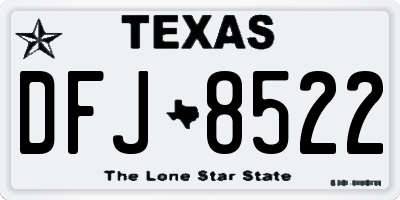 TX license plate DFJ8522