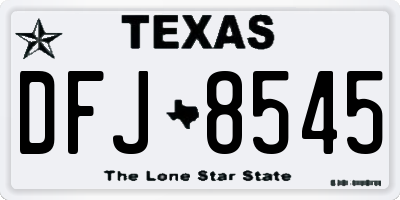 TX license plate DFJ8545
