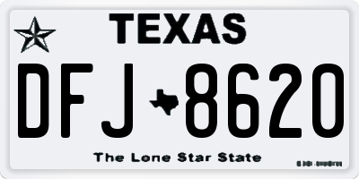 TX license plate DFJ8620