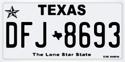 TX license plate DFJ8693