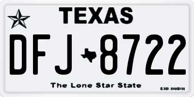 TX license plate DFJ8722