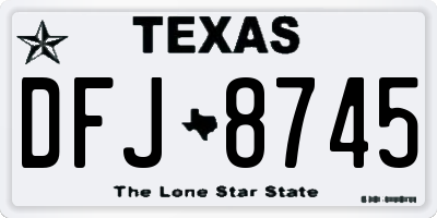 TX license plate DFJ8745