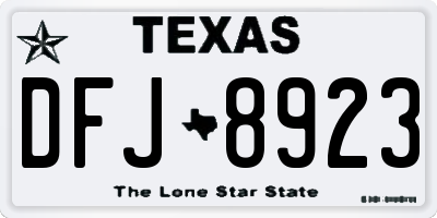 TX license plate DFJ8923