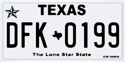 TX license plate DFK0199