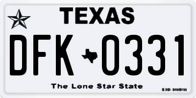 TX license plate DFK0331