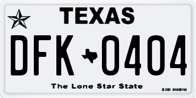 TX license plate DFK0404