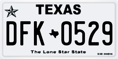 TX license plate DFK0529