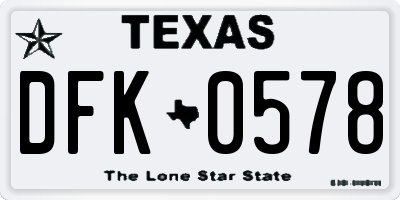 TX license plate DFK0578
