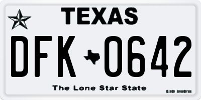 TX license plate DFK0642