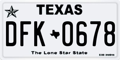 TX license plate DFK0678
