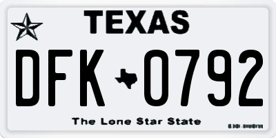 TX license plate DFK0792