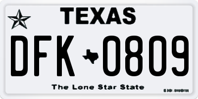 TX license plate DFK0809