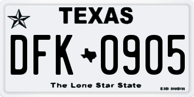 TX license plate DFK0905