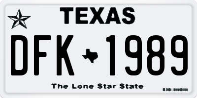 TX license plate DFK1989