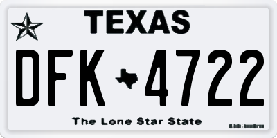 TX license plate DFK4722