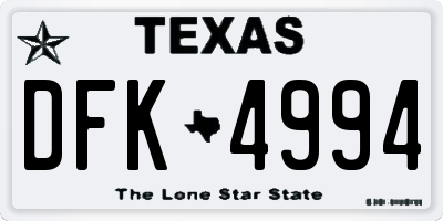 TX license plate DFK4994