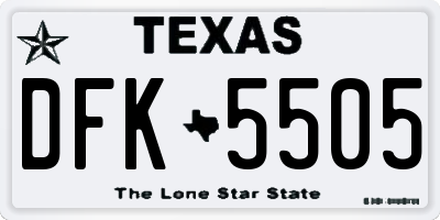 TX license plate DFK5505