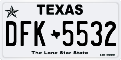 TX license plate DFK5532