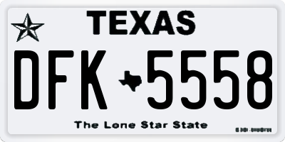 TX license plate DFK5558