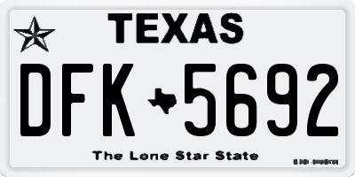 TX license plate DFK5692
