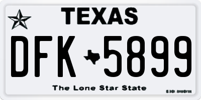 TX license plate DFK5899