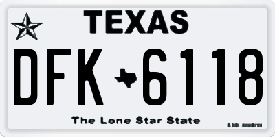 TX license plate DFK6118