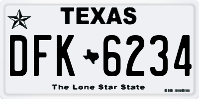 TX license plate DFK6234