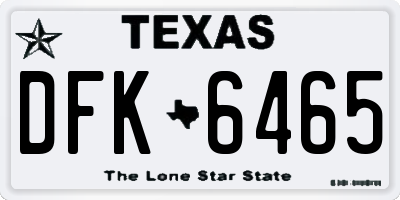 TX license plate DFK6465