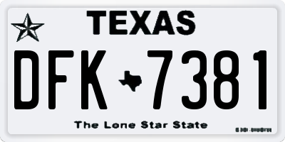 TX license plate DFK7381