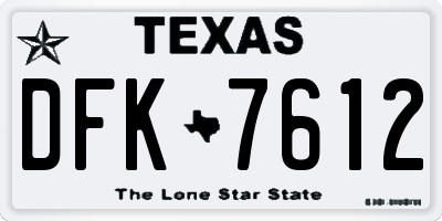 TX license plate DFK7612