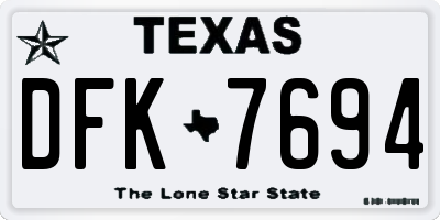 TX license plate DFK7694