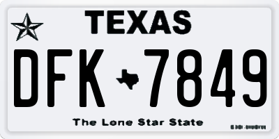 TX license plate DFK7849