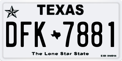 TX license plate DFK7881