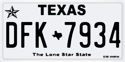 TX license plate DFK7934